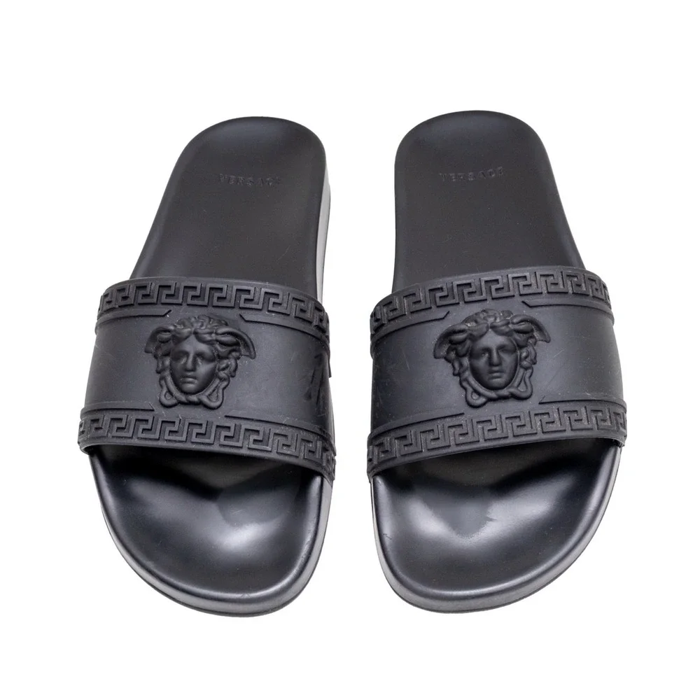 Versace Medusa Rubber Slide Sandals Black Pool Slides Men's EU 42 US 9